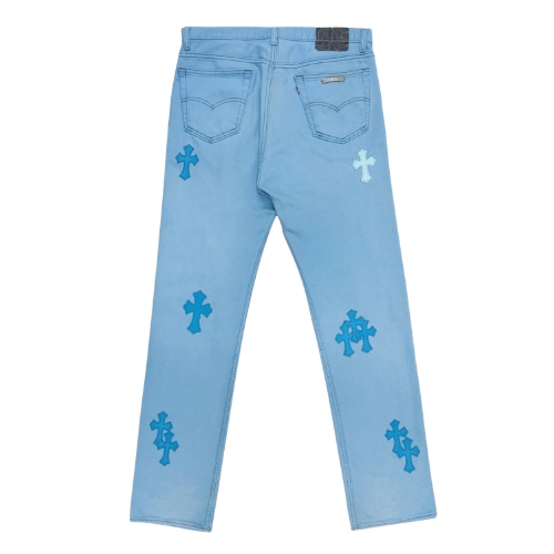 Blaue Chrome Hearts Jeanshose