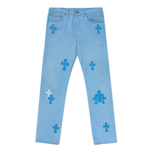 Blaue Chrome Hearts Jeanshose
