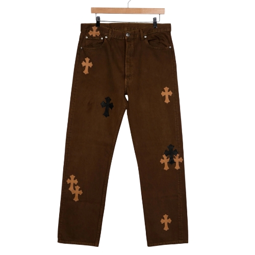 Braune Chrome Hearts Jeanshose