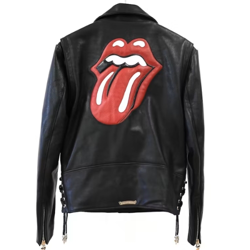 Chrome Hearts Bikerjacke mit Lippen-und-Zunge-Motiv