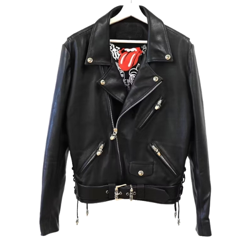 Chrome Hearts Bikerjacke mit Lippen-und-Zunge-Motiv