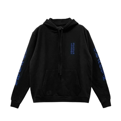 Chrome Hearts Blauer Vertical Script Pullover Kapuzenpullover