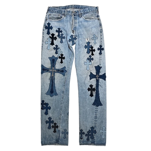 Chrome Hearts Jeanshose mit Kreuz-Motiv